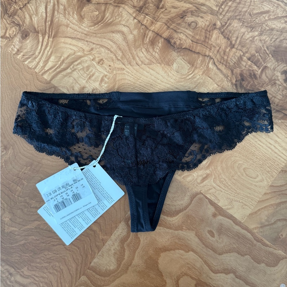 La Perla Black Lace Panties with Scalloped Trim